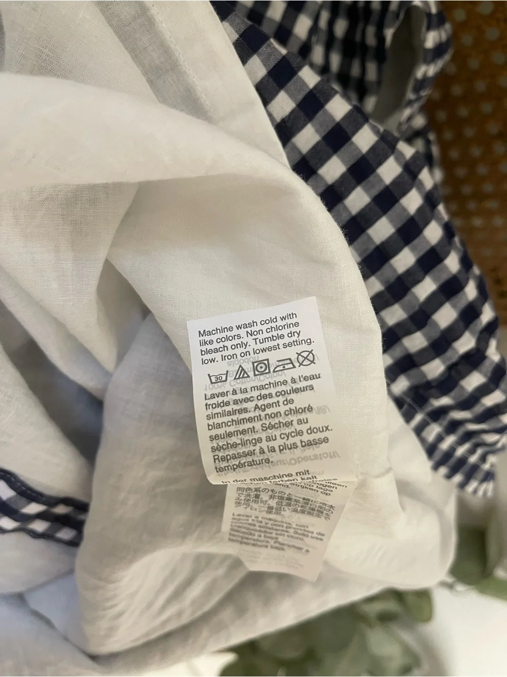 J. Crew Navy & White Gingham Button-Front Midi Dress